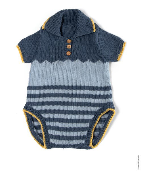 Breipatroon babyromper met strepen en zigzag