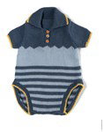 Breipatroon babyromper met strepen en zigzag