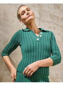 trui met driekwart mouwen en polokraagje