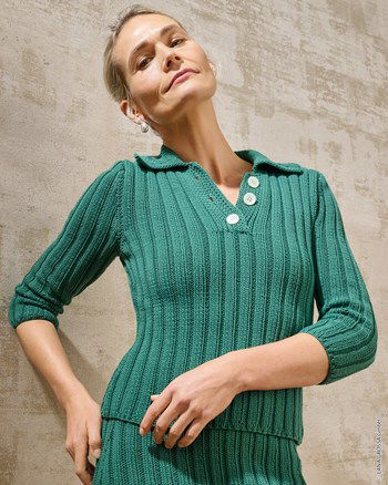 trui met driekwart mouwen en polokraagje