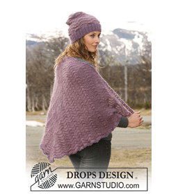 Muts met omslagdoek gemaakt van Drops Kid Silk