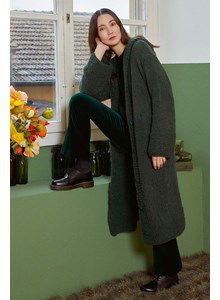 Lang damesvest met capuchon 