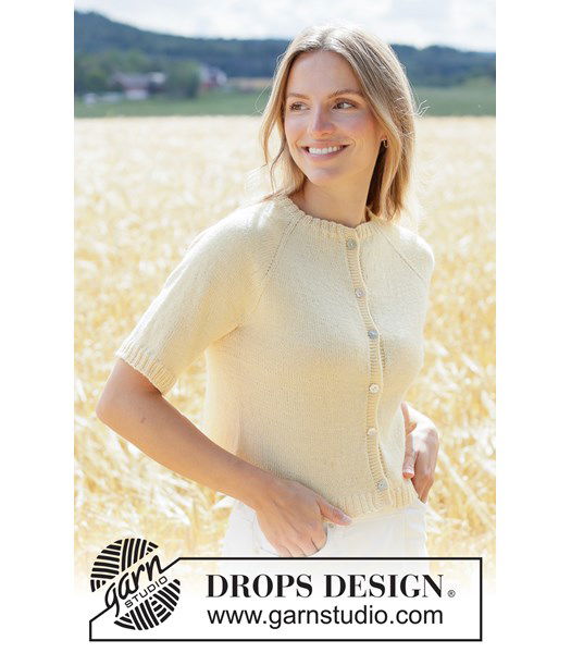 Breipatroon vest met raglan en korte mouwen