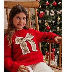 Kindertrui Anaelle met strik gemaakt van Handwerk accesoires