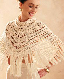 Korte opengehaakte poncho