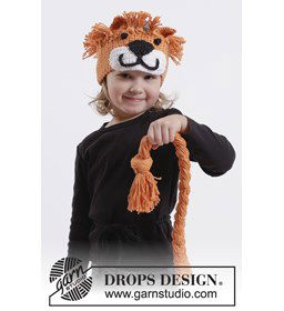 Leeuwenhoofdband en gevlochten leeuwenstaart  gemaakt van Drops Nepal