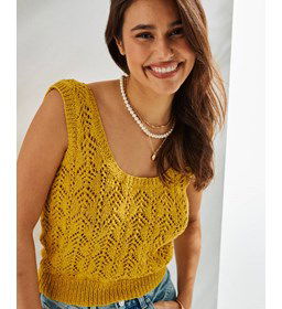 Topje met lage ronde halslijn gemaakt van Phildar Phil Rustique