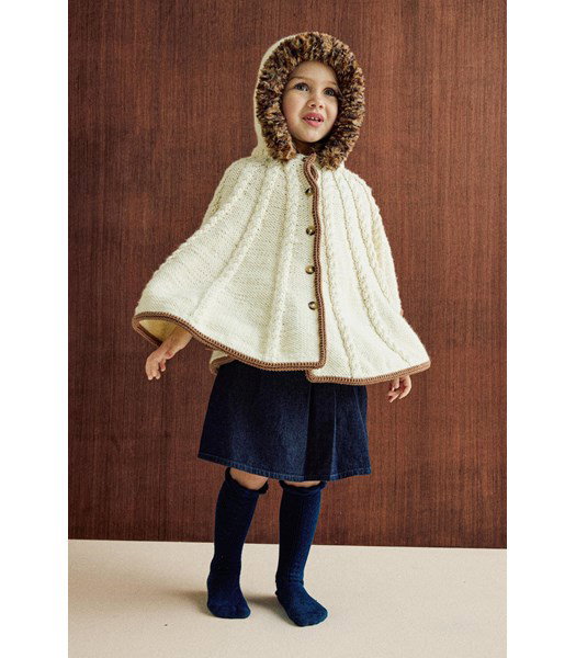 Breipatroon cape Seraphine met bontrand
