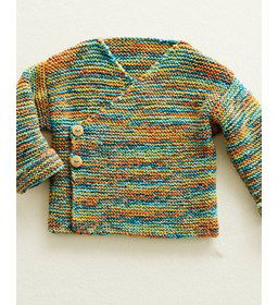 Babyvestje met brede overslag gemaakt van Phildar Phil Exotique