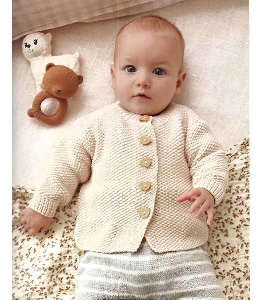Breipatroon babyvestje in rijstekorrelsteek