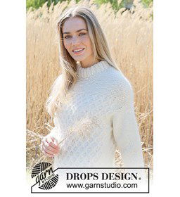 Damestrui met honingraatpatroon gemaakt van Drops Puna