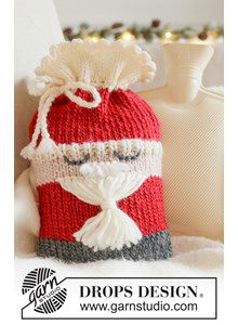 Gebreide Kerstman kruikenzak met DROPS Snow