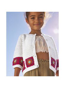 Meisjesvest met gekleurde vierkantjes in onderrand