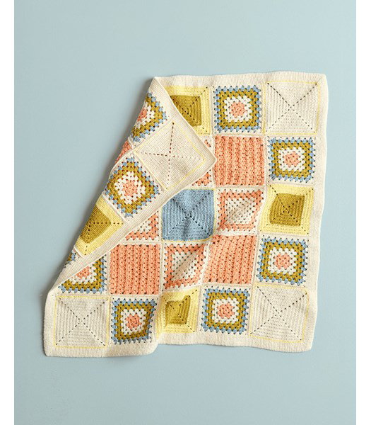 Haakpatroon vierkante in blokken gehaakte babydeken