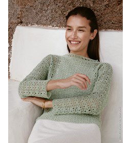 Damestrui met open achterkant met koord- en knoopsluiting gemaakt van Lana Grossa Capri