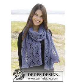 Gebreide omslagdoek met kantpatroon van 2 draden Kid-Silk gemaakt van Handwerk accesoires