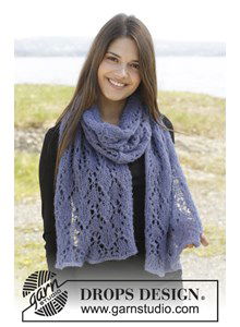 Gebreide omslagdoek met kantpatroon van 2 draden Kid-Silk