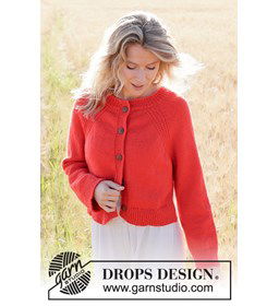 Rode Dageraad Vest gemaakt van Drops Daisy