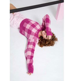 Geblokte damestrui gemaakt van Lang Yarns Mohair 21