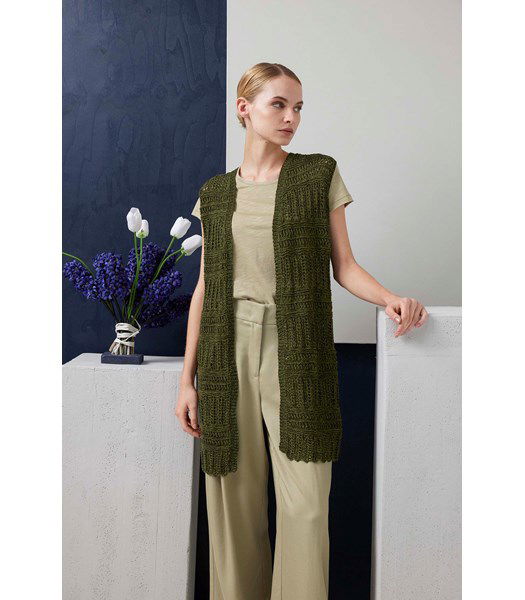 Breipatroon Mouwloos heuplang damesvest Robin