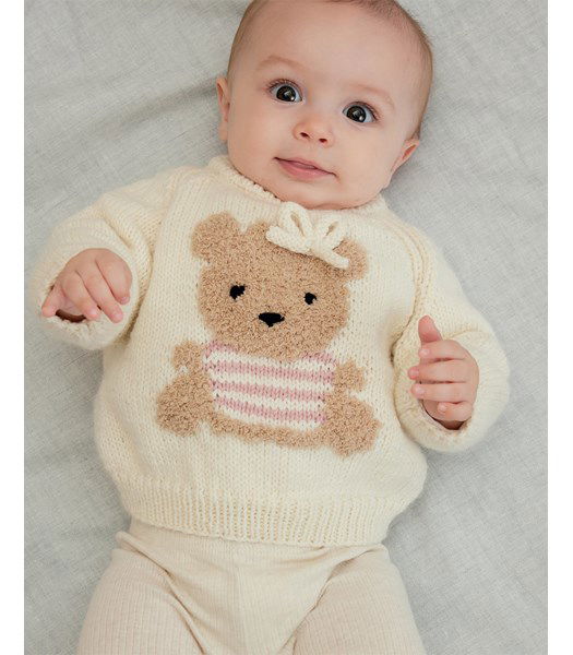 Breipatroon Babyvest met inbreipatroon beer