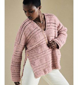 Damestrui met V-hals gemaakt van Phildar Phil Tweedy