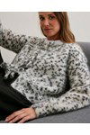 Breipatroon Vest in dalmatier print van andere kant