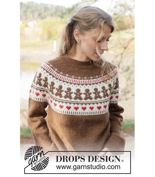Breipatroon Gebreide trui met ronde pas en gemberbrood patroon