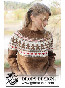 Gebreide trui met ronde pas en gemberbrood patroon