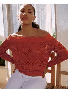 Damestrui met wijde hals en raglan