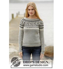 Gebreide trui met noors patroon  gemaakt van Drops Alpaca