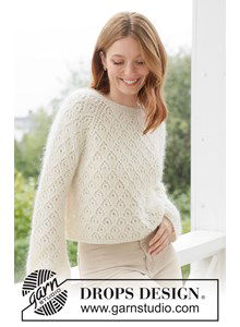 Luchtige damestrui Lace Diamond Sweater met raglan en elegant kantpatroon