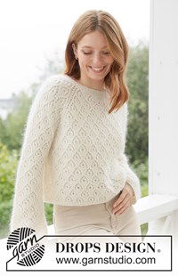 Luchtige damestrui Lace Diamond Sweater met raglan en elegant kantpatroon