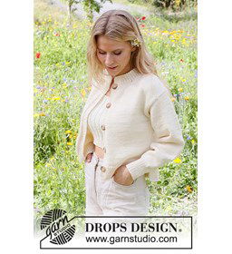 Damesvest Prairie Rose Cardigan met split  gemaakt van Drops Big Merino
