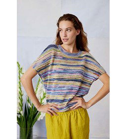 Zomers damesshirt met korte mouw gemaakt van Lang Yarns Fiesta