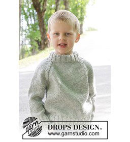Kindertrui met dubbele halsrand gemaakt van Drops Alaska