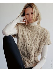 Breipatroon damesslipover met opstaande halsboord gemaakt van Lana Grossa Natural Alpaca Pelo