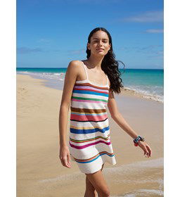 Gestreepte damesjurk gemaakt van Lana Grossa Elastico