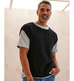 Herenspencer met ronde hals gemaakt van Phildar Phil Mohair Coton