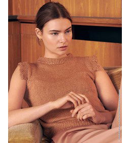 Damestop zonder mouwen met randje op de schouders gemaakt van Lana Grossa Linarte