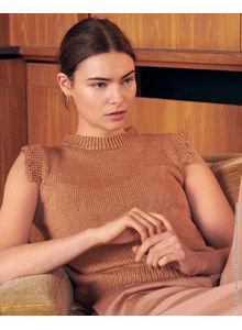 Damestop zonder mouwen met randje op de schouders