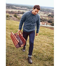 Trui met geometrische hals gemaakt van Phildar Phil Partner 6