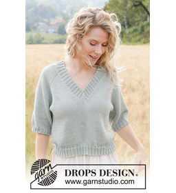 Lentevertelling Top/T-shirt V-hals gemaakt van Drops Muskat