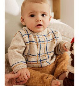 Geblokt babytruitje gemaakt van Phildar Phil Super Baby