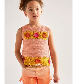 Topje voor meisje met Granny Square gemaakt van Boeken Phildar