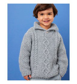 Kindertrui met reverskraag gemaakt van Phildar Phil Givre