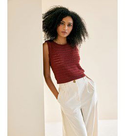 Mouwloos damestruitje gemaakt van Phildar Phil Rustique