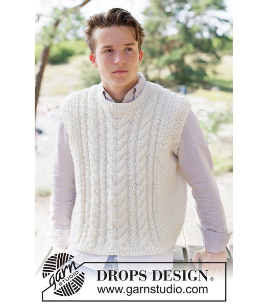 Breipatroon klassiek heren gilet met kabelpatroon