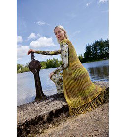 Lang mouwloos vest met franjes