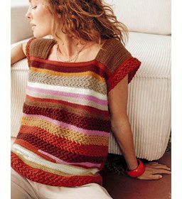 Damesshirt met verticaal zigzagpatroon gemaakt van Phildar Phil Partner 3,5